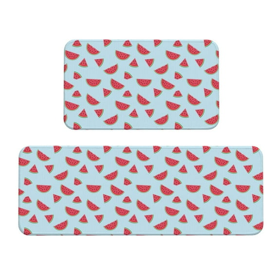 Logiee Watermelon Print Kitchen Mats for Floor Sets of 2,Waterproof Kitchen Rugs,Non Slip Comfort Standing Mat Rug for Home,Runner,Sink,Office,Laundry