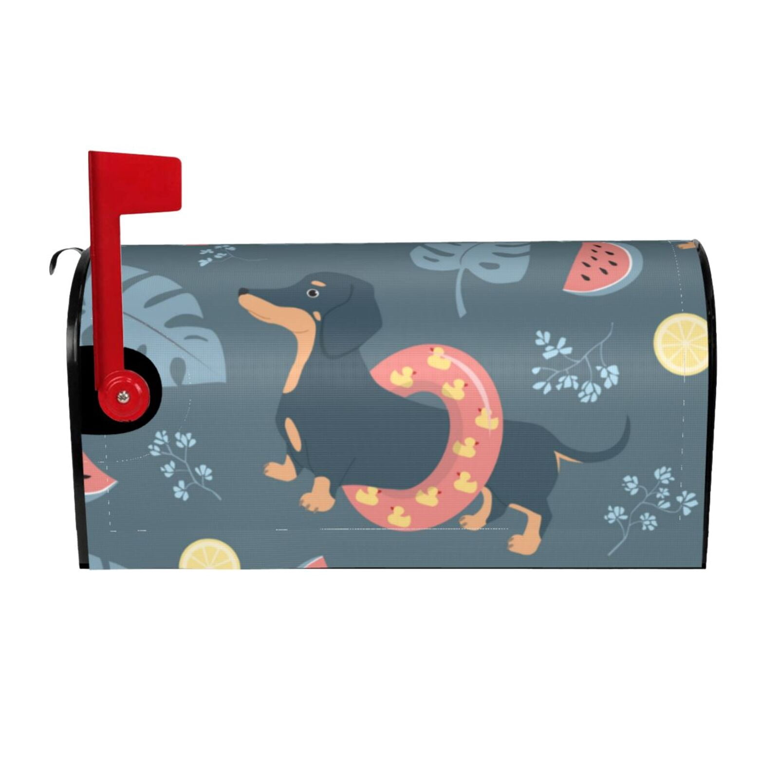 Logiee Watermelons Dachshunds Print Post Letter Box Wrap Decor, Mailbox Cover Suitable for Standard Mailbox and Large Size Mailbox,Outdoor Yard Decoration-21x18 in