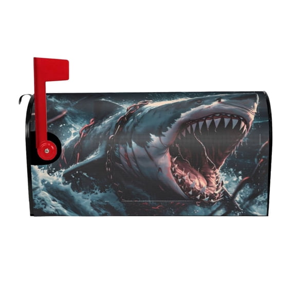 Logiee Wave Chain Shark Print Post Letter Box Wrap Decor, Mailbox Cover Suitable for Standard Mailbox and Large Size Mailbox,Outdoor Yard Decoration-21x18 in