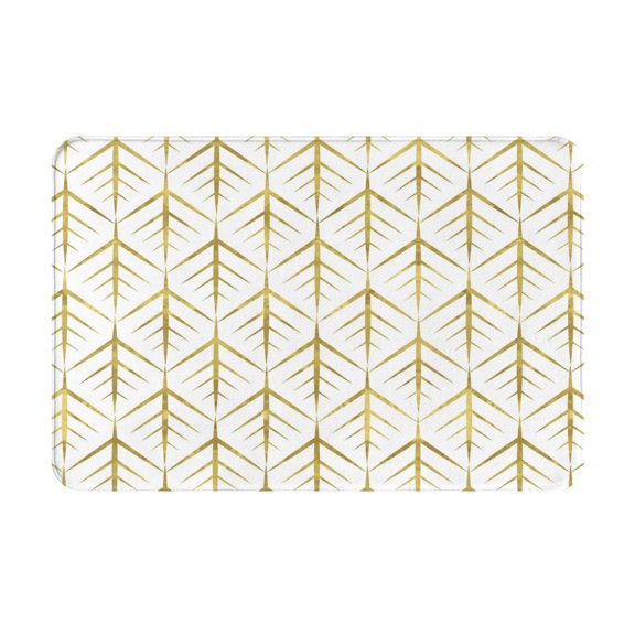 Logiee White And Gold Geometry Print Welcome Mats for Entryway,Door Mat for Front Door,Entry Mat,Doormat for Garden, Garage, Patio, Home, Porch Decor