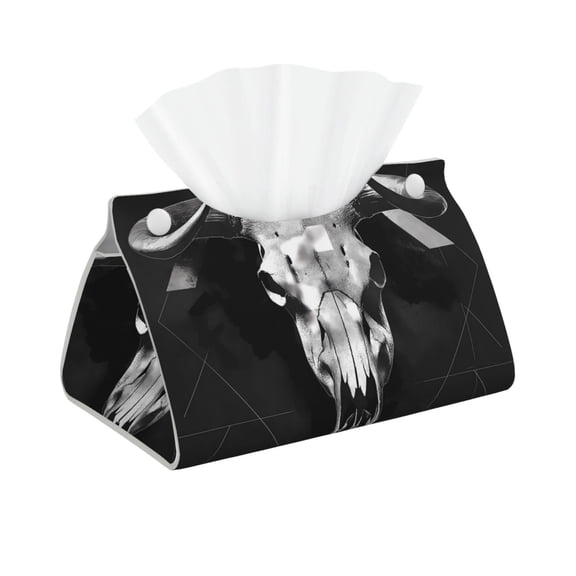 Logiee White Black Sheep skull Print Tissue Box Cover,Stylish Tissue Box Holder Decorative Tissue Cover for Bathroom Toilet Bedroom Living Room Table Desk Office