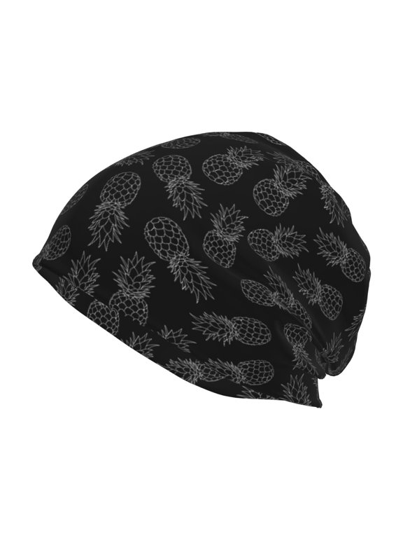 White Pineapples Print Unisex Knit Beanie for Men Women Winter Hat,Beanies Skull Caps