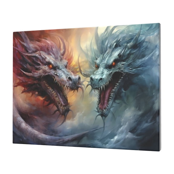 Logiee White And Red Storm Dragon Print Canvas Wall Art,Canvas Picture Prints with Frame, Wall Art Decorative,Canvas Decorative,Suitable for Living Room Bedroom Office Room 30x40
