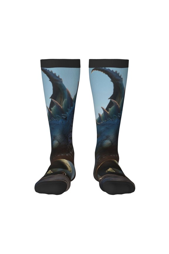Wild Blue Cool Dragon Print Gift Stocking Stuffers,Adult Stockings,Novelty Socks,Funny Socks Birthday Running Walking Sleeping