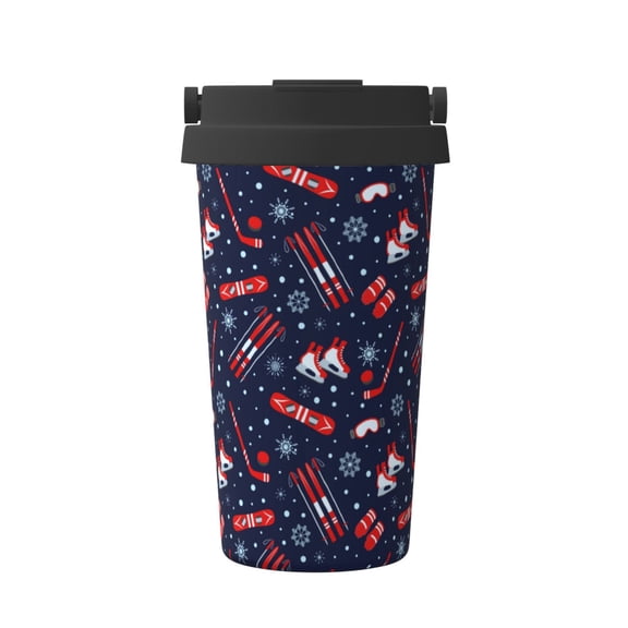 Logiee Winter Outdoors Sports Print Stainless Steel Coffee Tumbler, Travel Coffee Mug, Insulated Coffee Mug with Lid, Spill Proof Coffee Cup, Portable Thermal Mug