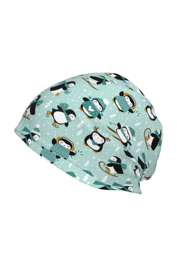 Winter Skiing Penguin Print Unisex Knit Beanie for Men Women Winter Hat,Beanies Skull Caps