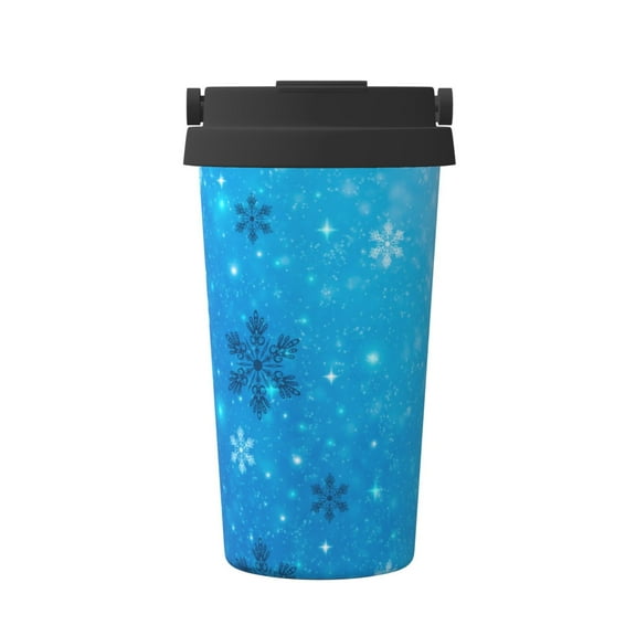 Logiee Winter With Snowflakes Print Stainless Steel Coffee Tumbler, Travel Coffee Mug, Insulated Coffee Mug with Lid, Spill Proof Coffee Cup, Portable Thermal Mug