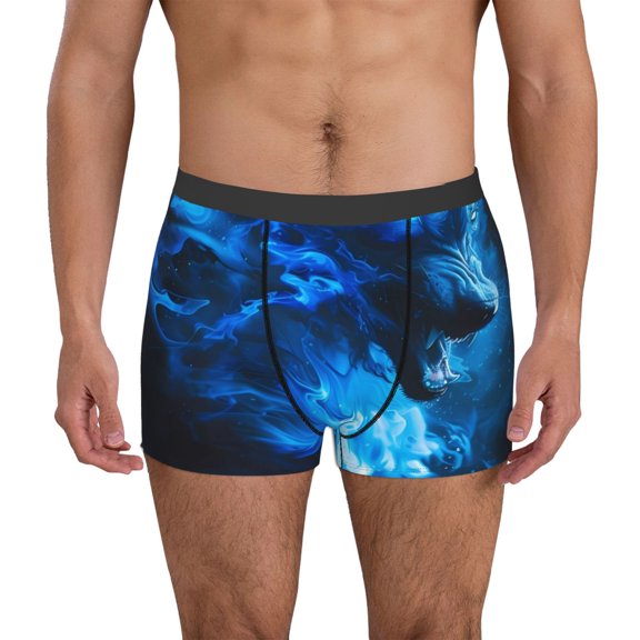 Logiee Wolf Print Mens Boxer Briefs,Boxer Briefs for Men,Breathable Stretch Underwear,Boys Boxer Briefs-XX-Large