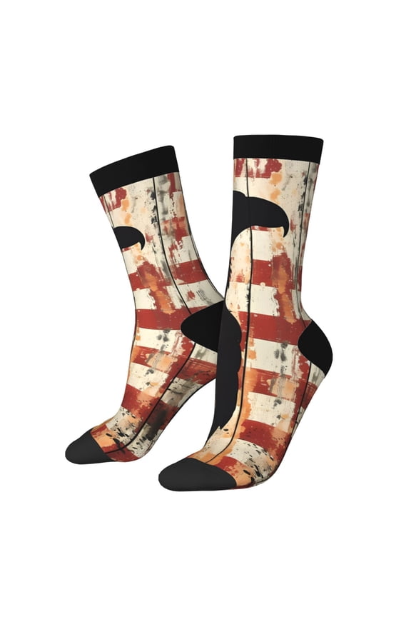 Wood Grain Bald Eagle Print Adult Socks for Men & Women,Calf Socks, Ankle Socks,Boots Socks,Breathable Casual Sock,Unisex Crew Socks