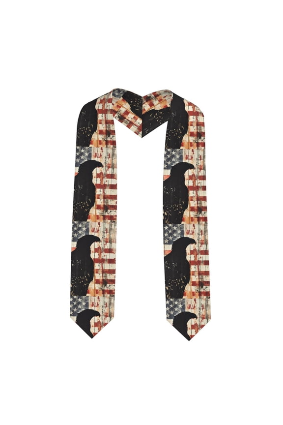 Wood Grain Bald Eagle Print Unisex Adult Graduation Stole Shawl 72" Long for Academic Commencements Shawl-Sharp Corner