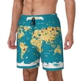 thumbnail image 1 of Logiee World Map With Landmarks Print Men's Swim Trunk,Quick Dry Board Shorts ,Men's Swim Trunks with Compression Liner, Bathing Suits with Pockets-XX-Large, 1 of 6