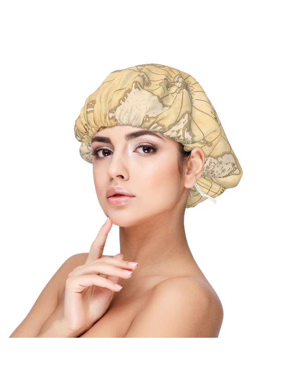 World Map Print Silk Bonnet Satin Bonnet for Sleeping Women and Men,Double Layer Hair Bonnet for Curly Braids Hair