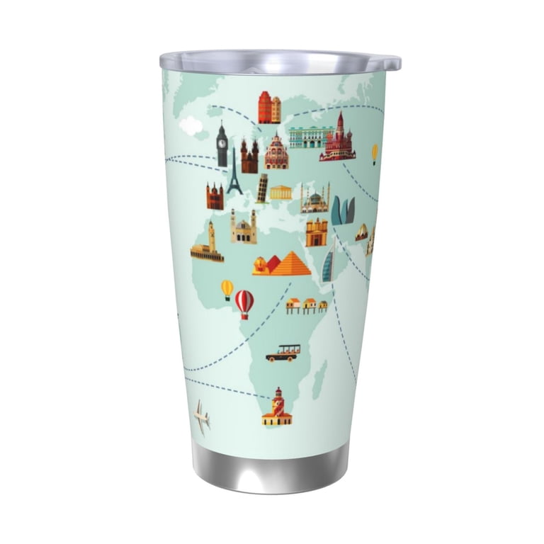Logiee World Travel Map Print 20OZ Car Cup with Lid, Stainless Steel Vacuum  Insulated Double Wall Travel Tumbler, Durable Insulated Coffee Mug,Thermal  ...