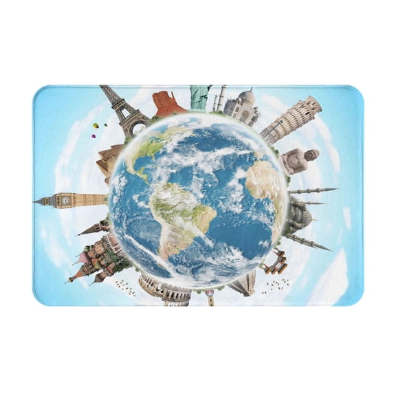 Logiee World Travel Print Welcome Mats for Entryway,Door Mat for Front Door,Entry Mat,Doormat for Garden, Garage, Patio, Home, Porch Decor