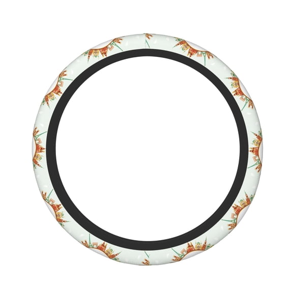 Logiee World Travel3 Print Breathable Elastic Steering Wheel Cover, Non-Slip Stretch Steering Wheel Protector,Universal 15 Inch Fit Auto, Suvs, Truck