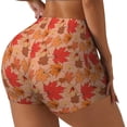 thumbnail image 1 of Logiee Yellow And Red Maple Leaves Print Women's Biker Shorts,Workout Gym Shorts,Scrunch Shorts,Tummy Control Hidden Scrunch Running Yoga Shorts-Medium, 1 of 8