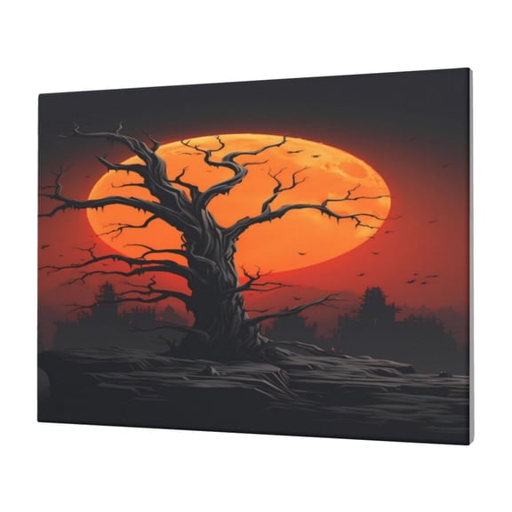 Logiee Yellow Castle Sunset Tree Print Canvas Wall Art,Canvas Picture Prints with Frame, Wall Art Decorative,Canvas Decorative,Suitable for Living Room Bedroom Office Room 30x40
