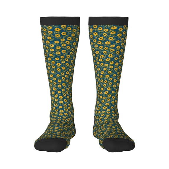Logiee Yellow Floral Print Gift Stocking Stuffers,Adult Stockings,Novelty Socks,Funny Socks Birthday Running Walking Sleeping