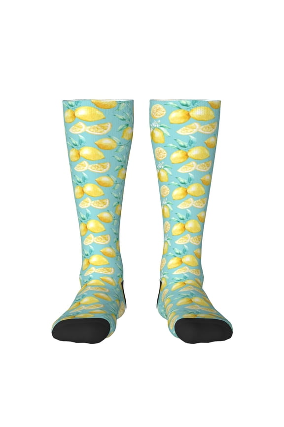 Yellow Lemon Print Gift Stocking Stuffers,Adult Stockings,Novelty Socks,Funny Socks Birthday Running Walking Sleeping
