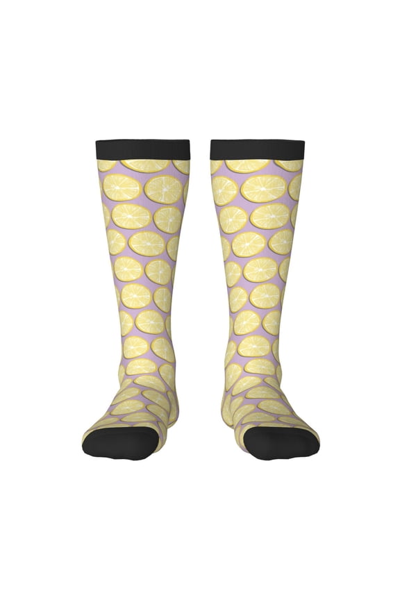 Yellow Lemon Slices Print Gift Stocking Stuffers,Adult Stockings,Novelty Socks,Funny Socks Birthday Running Walking Sleeping