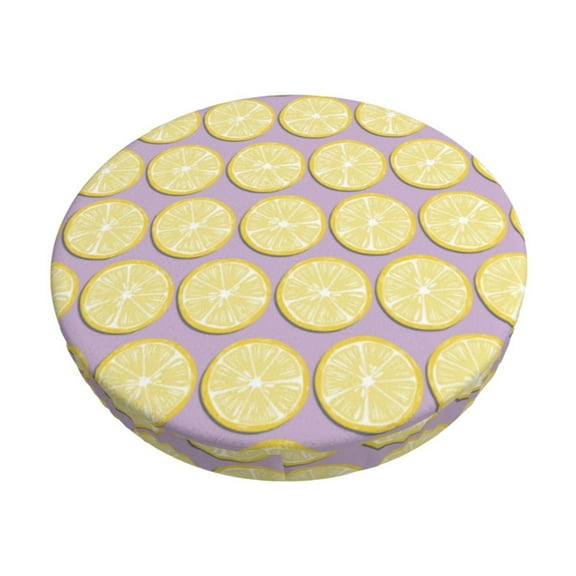 Logiee Yellow Lemon Slices Print Stool Covers Round,Bar Stool Covers,Watedrproof Stool Slipcover with Elastic,Stool Cushion,Round Bar Stool Seat Covers for Bar Round Chair-12 inch