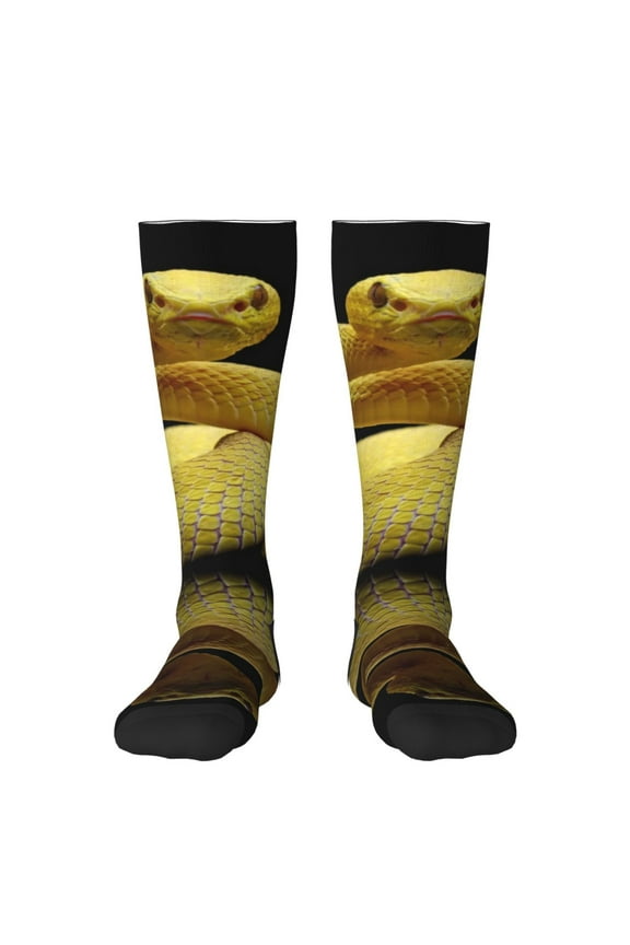 Yellow White-Lipped Pit Viper Print Gift Stocking Stuffers,Adult Stockings,Novelty Socks,Funny Socks Birthday Running Walking Sleeping