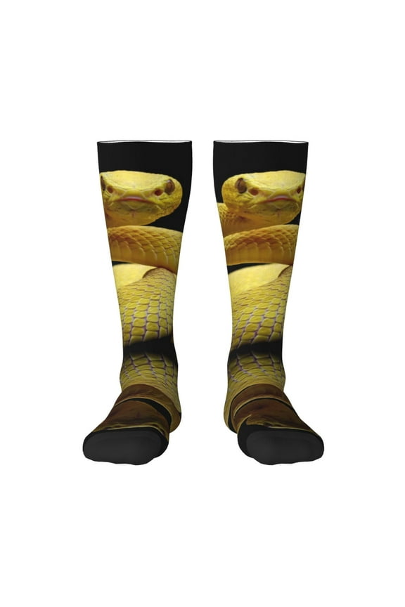 Yellow White-Lipped Pit Viper Print Gift Stocking Stuffers,Adult Stockings,Novelty Socks,Funny Socks Birthday Running Walking Sleeping