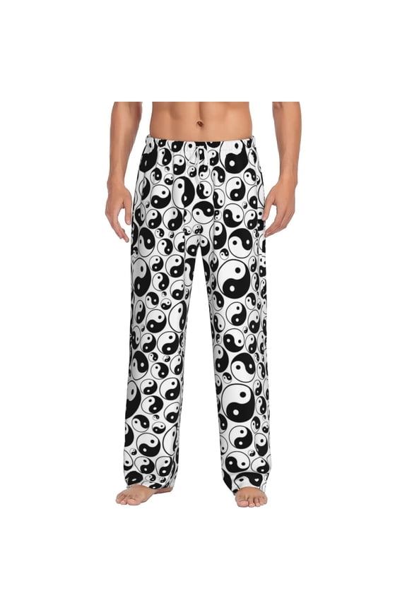 Yin And Yang Print Pajama Pants for Men,Men’s Pajama Bottoms,Mens PJ Pants with Pockets & Button Fly-3X-Large