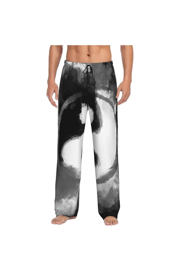 Yin And Yang Print Pajama Pants for Men,Men’s Pajama Bottoms,Mens PJ Pants with Pockets & Button Fly-3X-Large