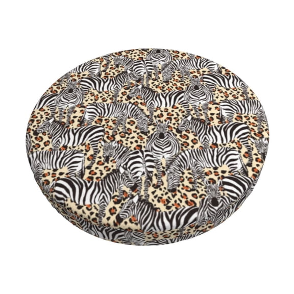 Logiee Zebra Print Stool Covers Round,Bar Stool Covers,Watedrproof Stool Slipcover with Elastic,Stool Cushion,Round Bar Stool Seat Covers for Bar Round Chair-12 inch