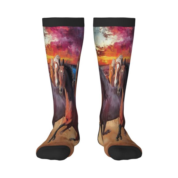 Logiee a herd of horses Print Gift Stocking Stuffers,Adult Stockings,Novelty Socks,Funny Socks Birthday Running Walking Sleeping
