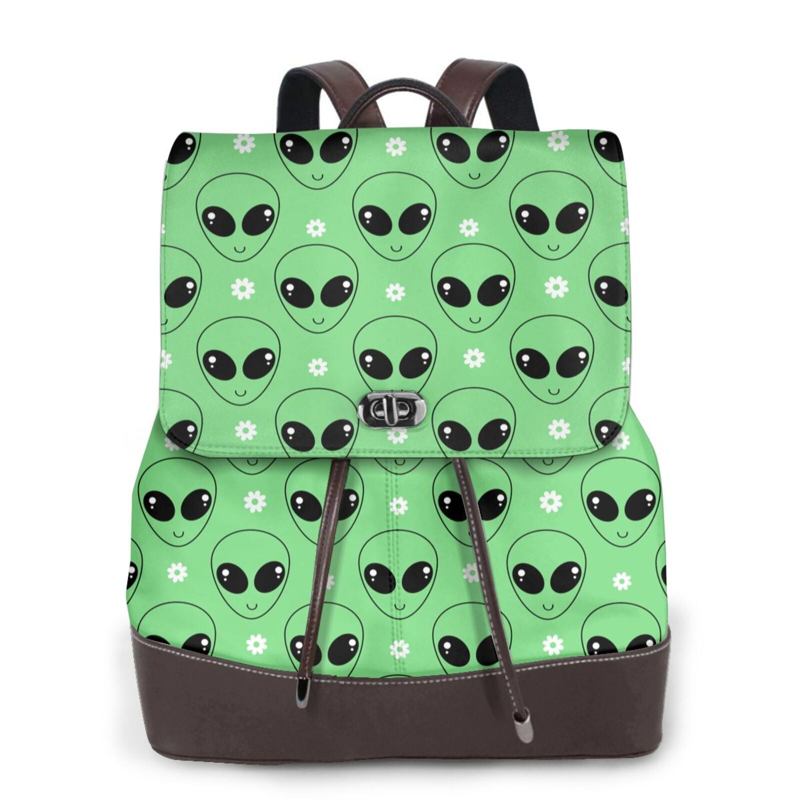 Logiee alien cartoons Print Backpack Purse for Women,Fashion Leather ...