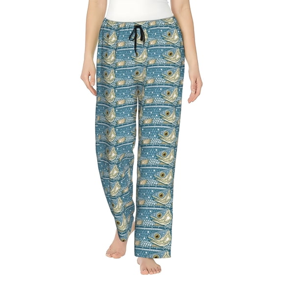 Logiee anchovy Print Women Pajama Pants,Comfy Pj Bottom with Pockets & Drawstring,Stretch Casual Sleepwear-X-Large