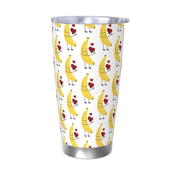 Logiee a banana blowing air kisses Print 20OZ Car Cup with Lid, Stainless Steel Vacuum Insulated Double Wall Travel Tumbler, Durable Insulated Coffee Mug,Thermal Cup with Straw-Without Straw