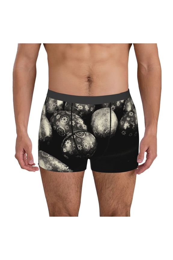 black Easter eggs Print Mens Boxer Briefs,Boxer Briefs for Men,Breathable Stretch Underwear,Boys Boxer Briefs-Medium