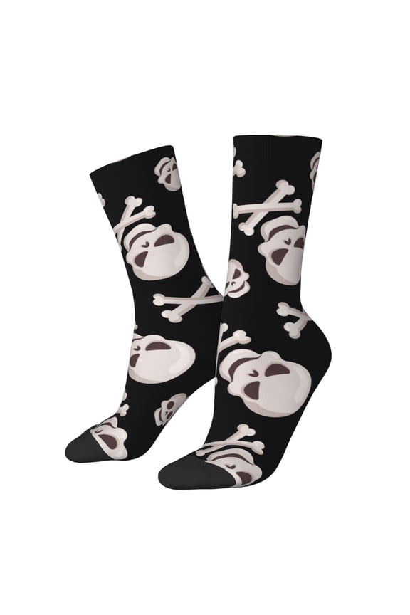 black white Skull bone Print Adult Socks for Men & Women,Calf Socks, Ankle Socks,Boots Socks,Breathable Casual Sock,Unisex Crew Socks
