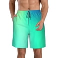 thumbnail image 1 of Logiee blue green colors Print Mens Swim Trunks Quick Dry Board Shorts,Breathable Hawaii Beach Shorts Swimwear Bathing Suits-Medium, 1 of 6