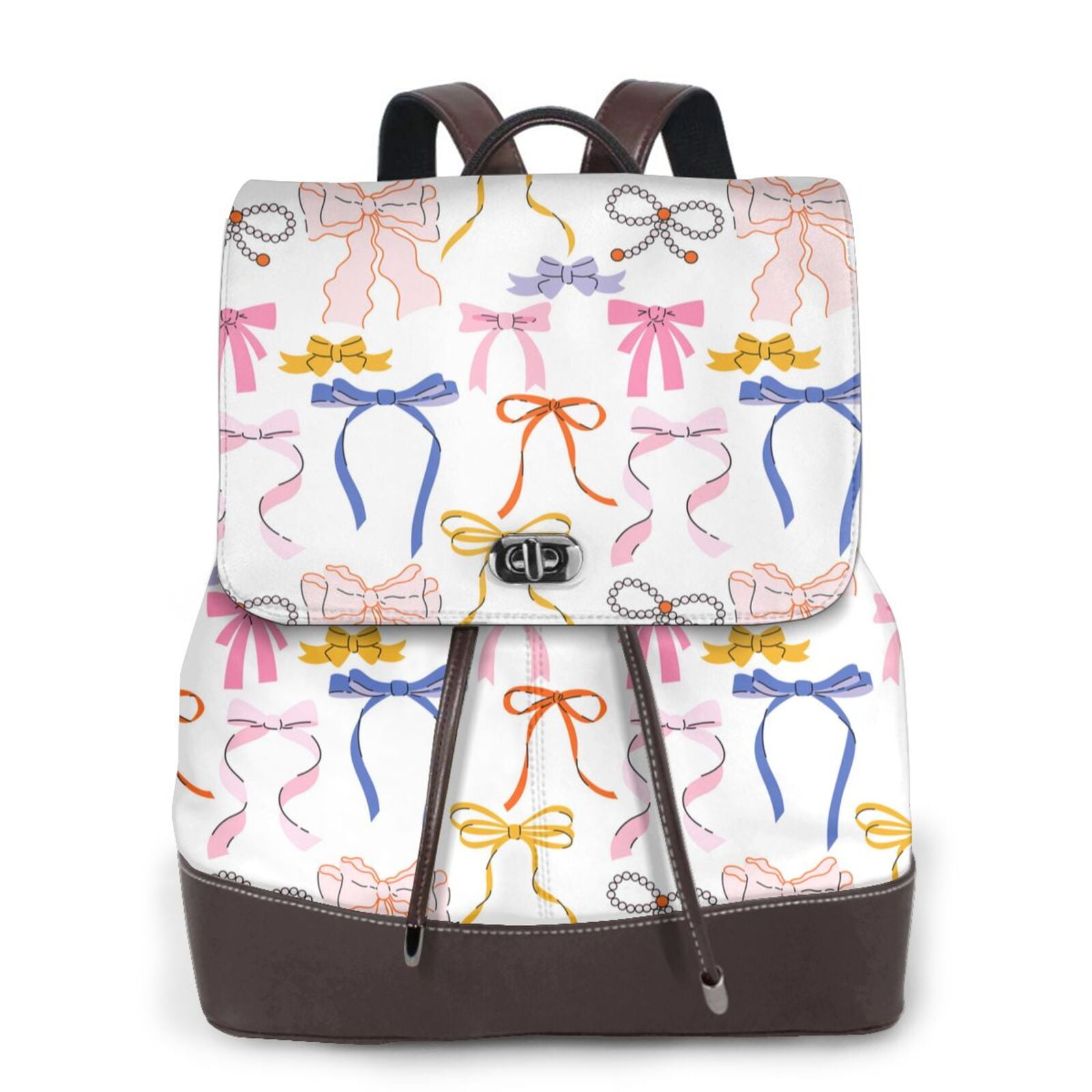 Logiee bow ribbons Print Backpack Purse for Women,Fashion Leather ...