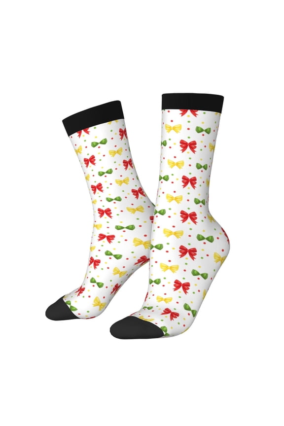cartoon colorful Bow tie Print Adult Socks for Men & Women,Calf Socks, Ankle Socks,Boots Socks,Breathable Casual Sock,Unisex Crew Socks