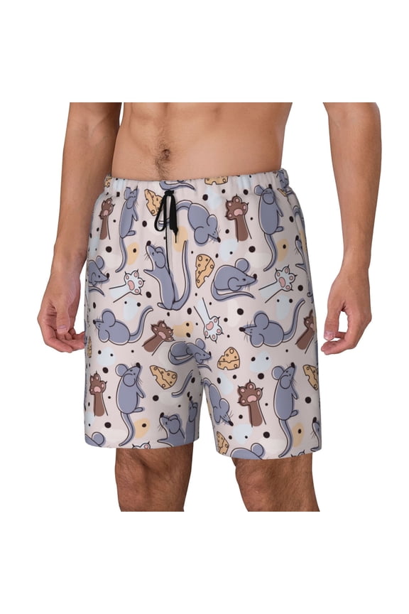 cartoon mouse Print Men's Swim Trunk,Quick Dry Board Shorts ,Men's Swim Trunks with Compression Liner, Bathing Suits with Pockets-XX-Large