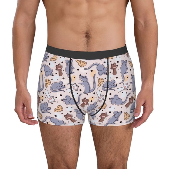 Logiee cartoon mouse Print Mens Boxer Briefs,Boxer Briefs for Men,Breathable Stretch Underwear,Boys Boxer Briefs-Medium