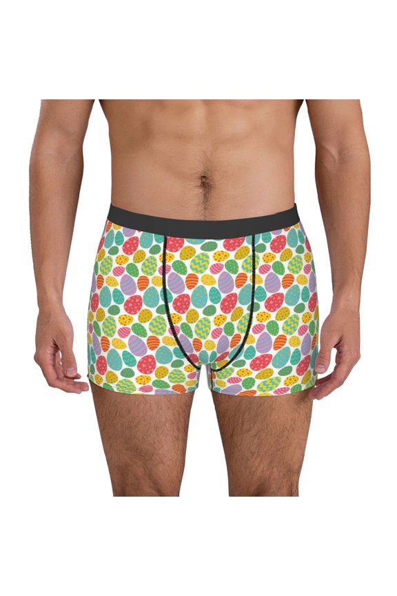 colorful easter eggs Print Mens Boxer Briefs,Boxer Briefs for Men,Breathable Stretch Underwear,Boys Boxer Briefs-Large