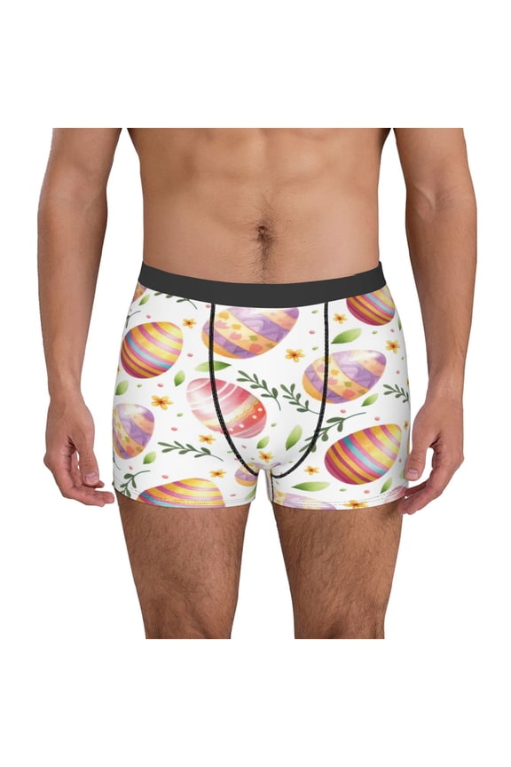 colorful easter eggs Print Mens Boxer Briefs,Boxer Briefs for Men,Breathable Stretch Underwear,Boys Boxer Briefs-Medium