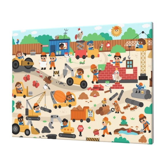 Logiee construction road work landscape Print Canvas Wall Art,Canvas Picture Prints with Frame, Wall Art Decorative,Canvas Decorative,Suitable for Living Room Bedroom Office Room 30x40