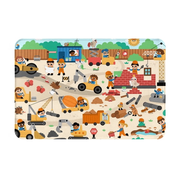 Logiee construction road work landscape Print Welcome Mats for Entryway,Door Mat for Front Door,Entry Mat,Doormat for Garden, Garage, Patio, Home, Porch Decor