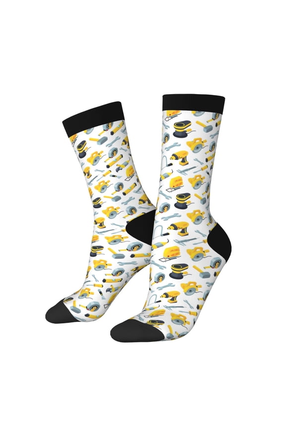 construction tools Print Adult Socks for Men & Women,Calf Socks, Ankle Socks,Boots Socks,Breathable Casual Sock,Unisex Crew Socks