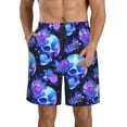 thumbnail image 1 of Logiee cool crystal Skull flower Print Mens Swim Trunks Quick Dry Board Shorts,Breathable Hawaii Beach Shorts Swimwear Bathing Suits-Medium, 1 of 6