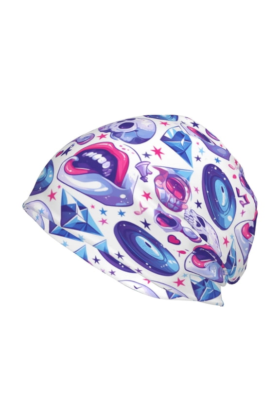 crystal Skull record lips Print Unisex Knit Beanie for Men Women Winter Hat,Beanies Skull Caps