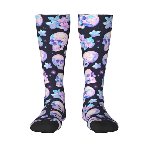Logiee crystal flower Skull Print Gift Stocking Stuffers,Adult Stockings,Novelty Socks,Funny Socks Birthday Running Walking Sleeping