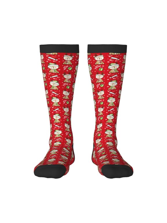 cute Christmas Moose Print Gift Stocking Stuffers,Adult Stockings,Novelty Socks,Funny Socks Birthday Running Walking Sleeping